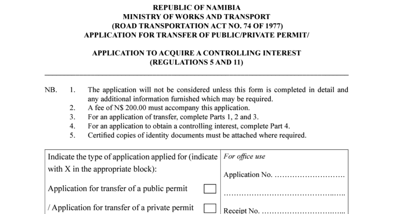 How to Complete Form B for Transfer of Public/Private Permit in Namibia ...